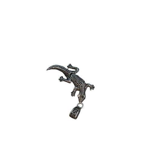 Pure Silver Antique Lizard Sterling Pendant 5.75G By Mahita Collections